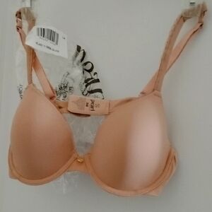 Cream Molded Cup Bra with Adjustable Straps